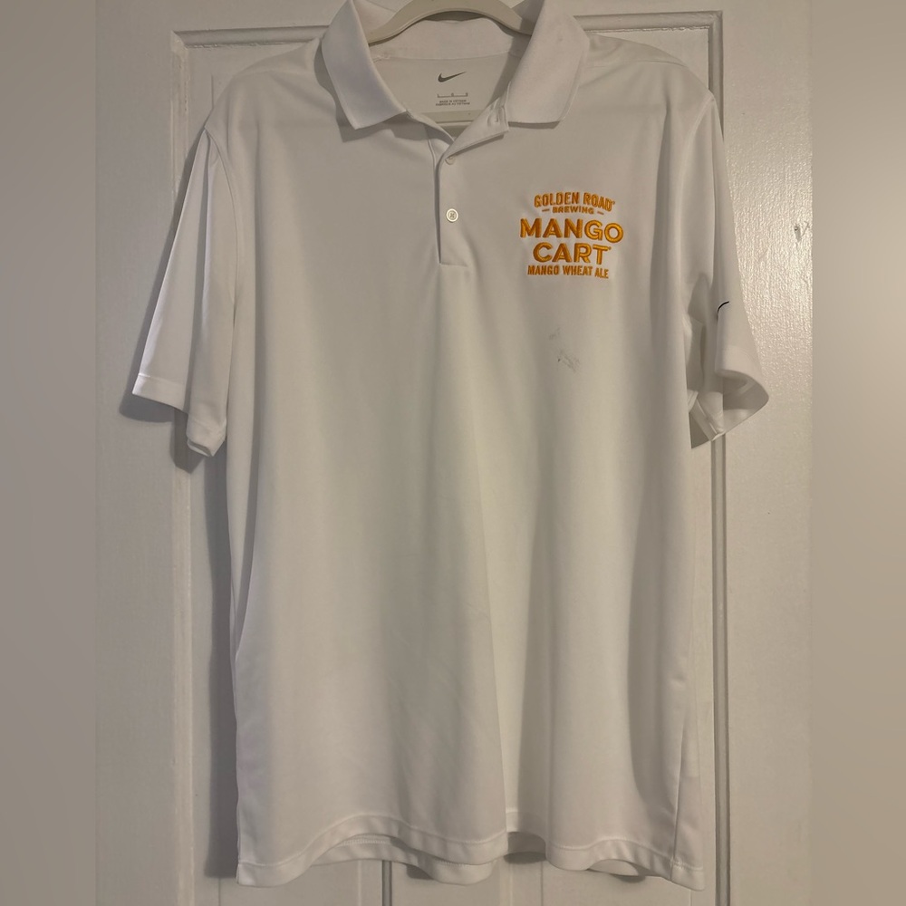 Nike White Polo Shirt with Orange Logo